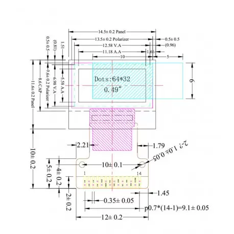OLED 0.49 inch White 64x32 IIC / SSD1306 -کویر الکترونیک OLED 0.49 inch White 64x32 IIC / SSD1306 -کویر الکترونیک