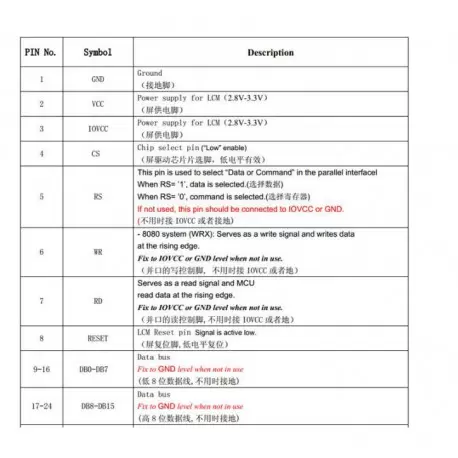 السیدی 3.5 اینچ TFT LCD 3.5 inch without touch - HD 320x480 - parallel - ILI9488 - کویرالکترونیک السیدی 3.5 اینچ TFT LCD 3.5 inch without touch - HD 320x480 - parallel - ILI9488 - کویرالکترونیک