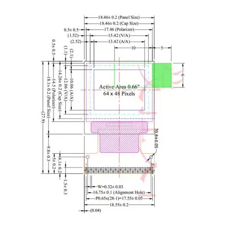 OLED 0.66 inch Blue 64x48 IIC SPI Series / SSD1306 -کویر الکترونیک OLED 0.66 inch Blue 64x48 IIC SPI Series / SSD1306 -کویر الکترونیک